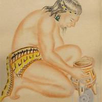 Indígena con vasija por Sánchez, Juan Manuel