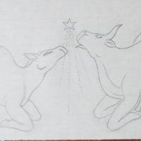 Boceto de la mula y el buey por Sánchez, Juan Manuel
