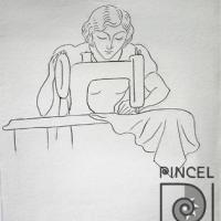 Mujer con máquina de coser. Dibujo #3.293 por Sánchez, Juan Manuel