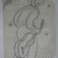 Hombre con guitarra. Dibujo #3.286 por Sánchez, Juan Manuel