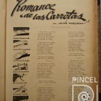 Título e ilustración del poema "Romance de las carretas" por Solano, Noé