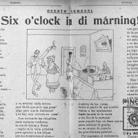 Six o’clock in di márning! (seis en punto de la mañana) por Solano, Noé