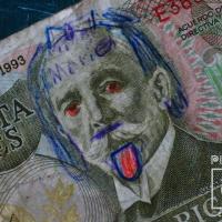 Diantres y demontres. Billete rayado de 50 colones (detalle) por Soto, Zulay