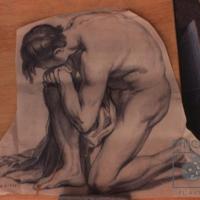 Desnudo de joven arrodillado por Zeller, Maruja. Escuela Nacional de Bellas Artes