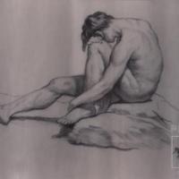 Desnudo de joven sobre roca por Zeller, Maruja. Escuela Nacional de Bellas Artes