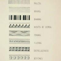 Lámina N° 48. Nomenclatura de la ornamentación geométrica usual (A) por Zúñiga, Francisco