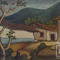 Árbol, tapia y casas por Zúñiga, Francisco