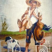 Manuel con gallos por Zúñiga, Francisco